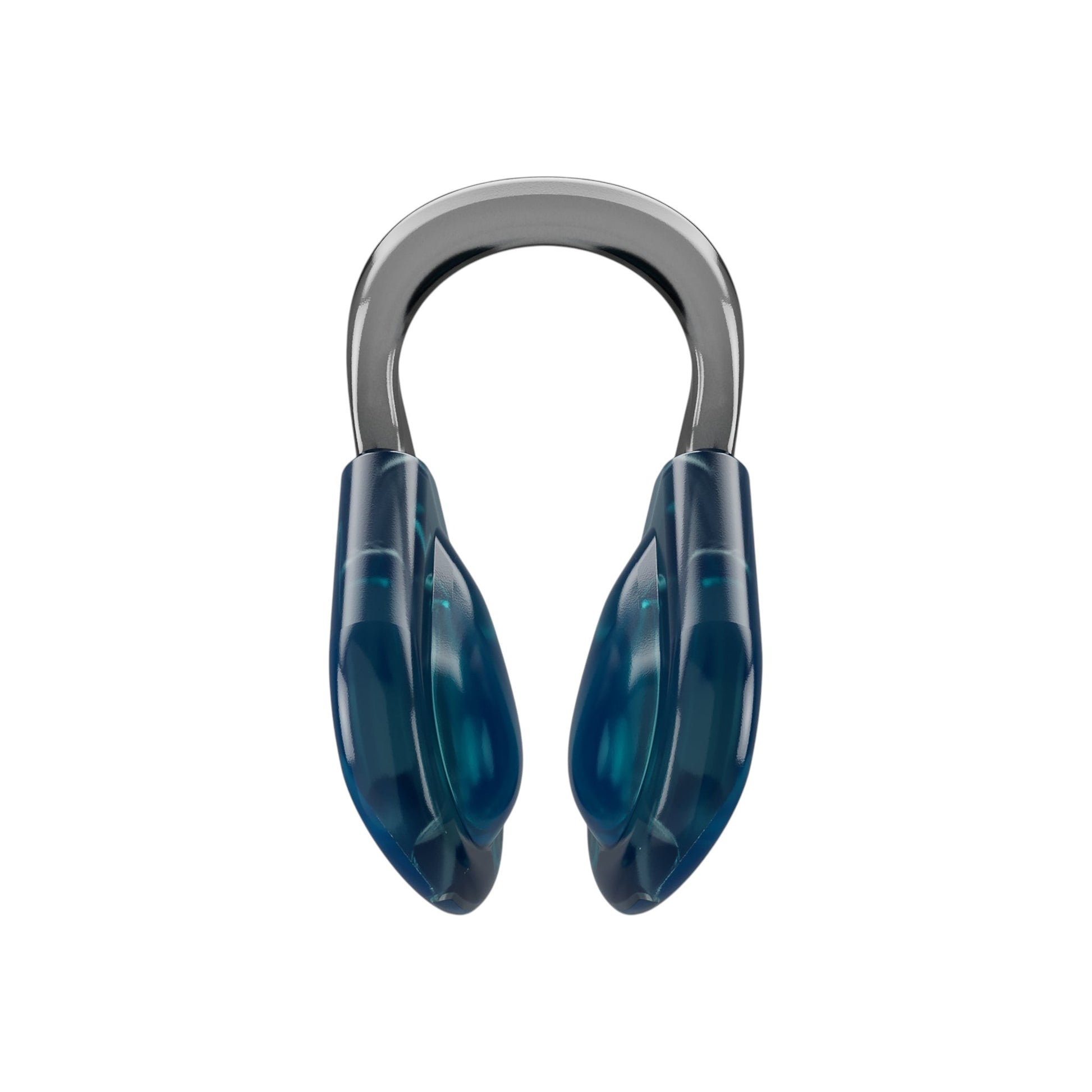 Front view of the Speedo Blue Biofuse nose clip highlighting the symmetrical design and watertight seal construction