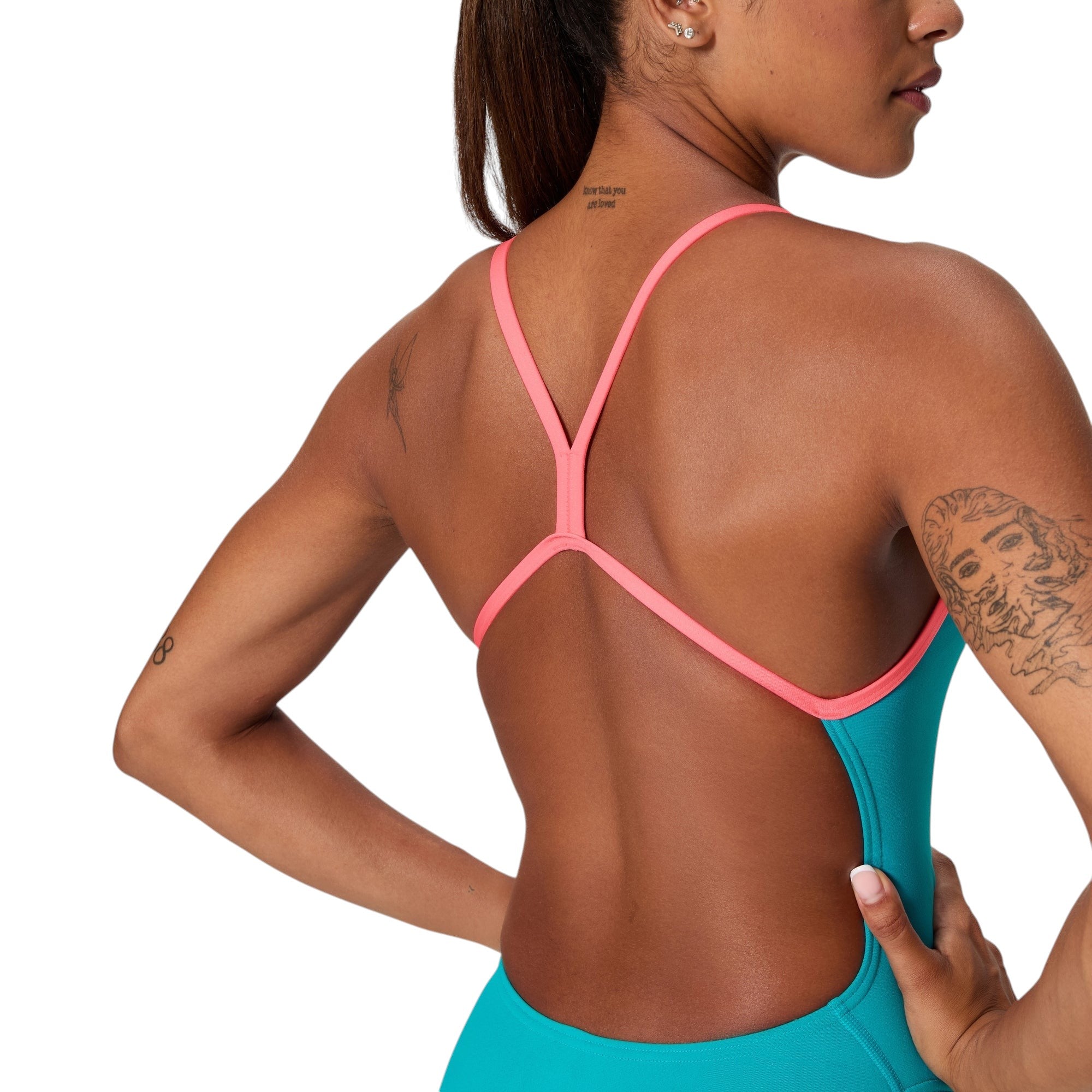 Speedo Onesie Training V-Back - Contrast - Turquoise / Pink