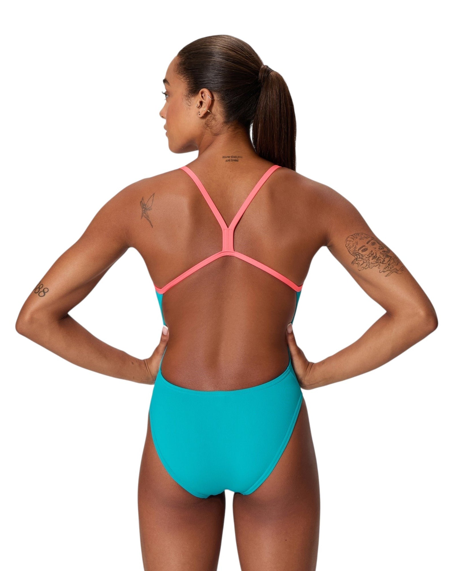 Speedo Onesie Training V-Back - Contrast - Turquoise / Pink