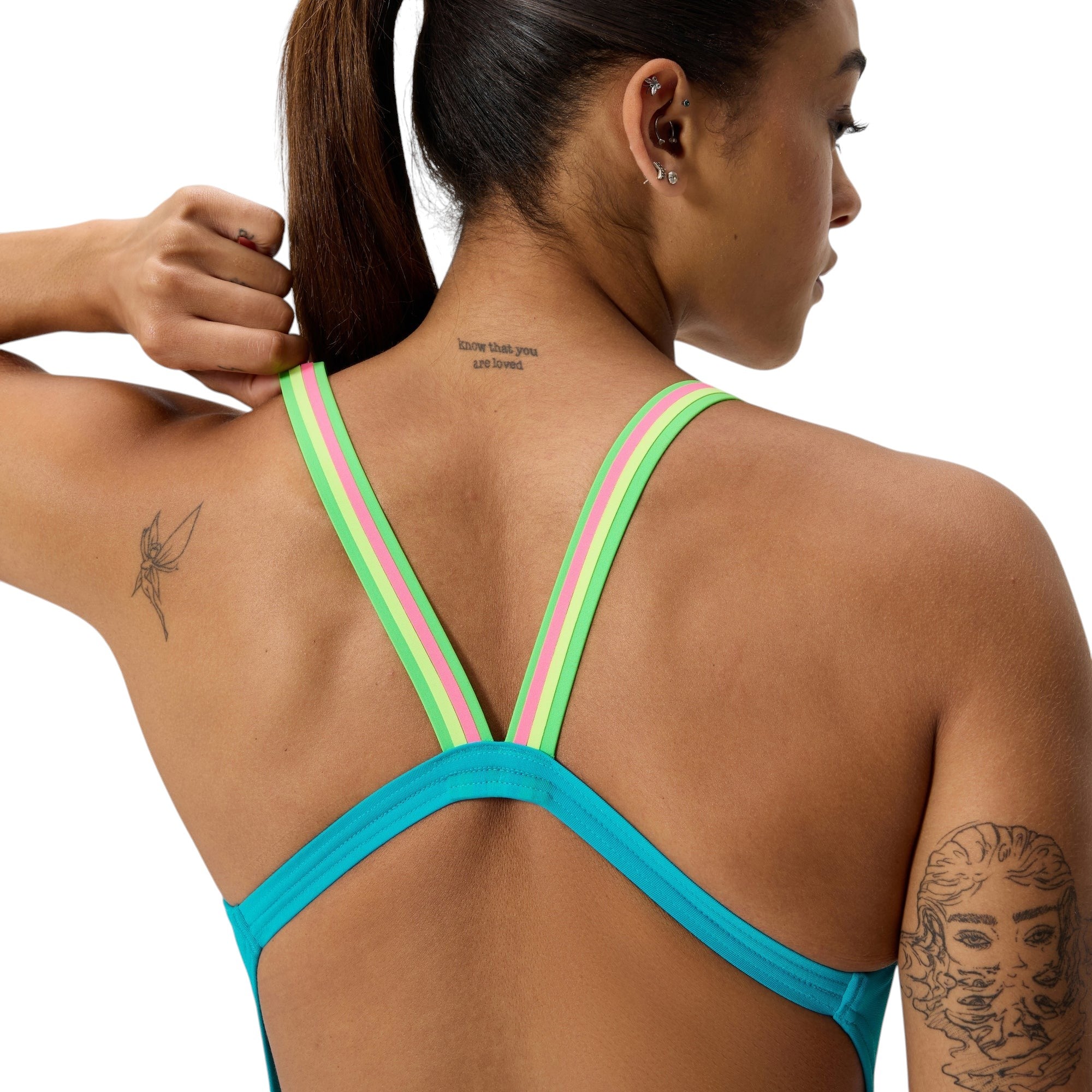 Speedo Onesie Training Comfort V-Back - Contrast - Turquoise / Green