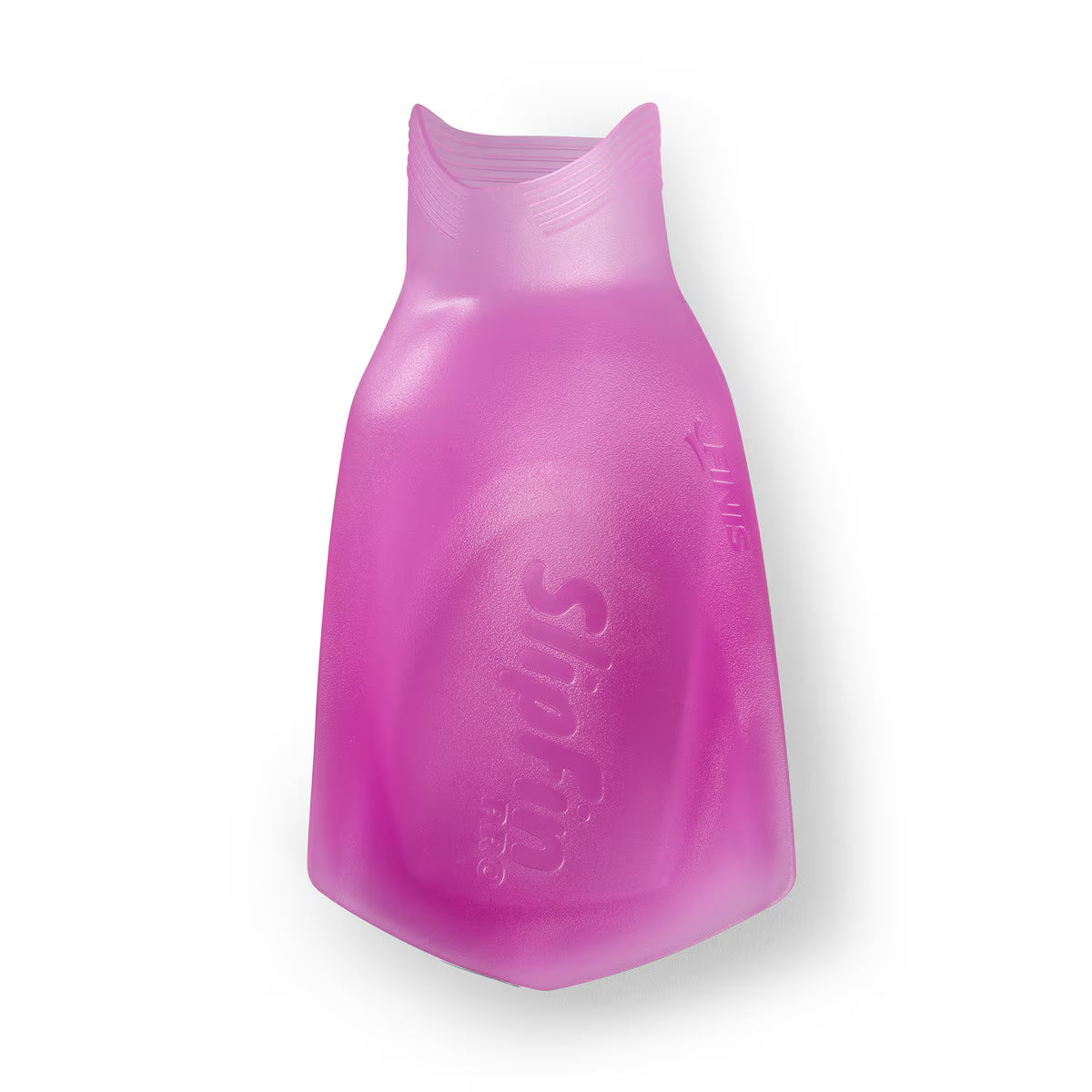 Top view of a single translucent deep pink FINIS SlipFin Pro swim fin on a white background.