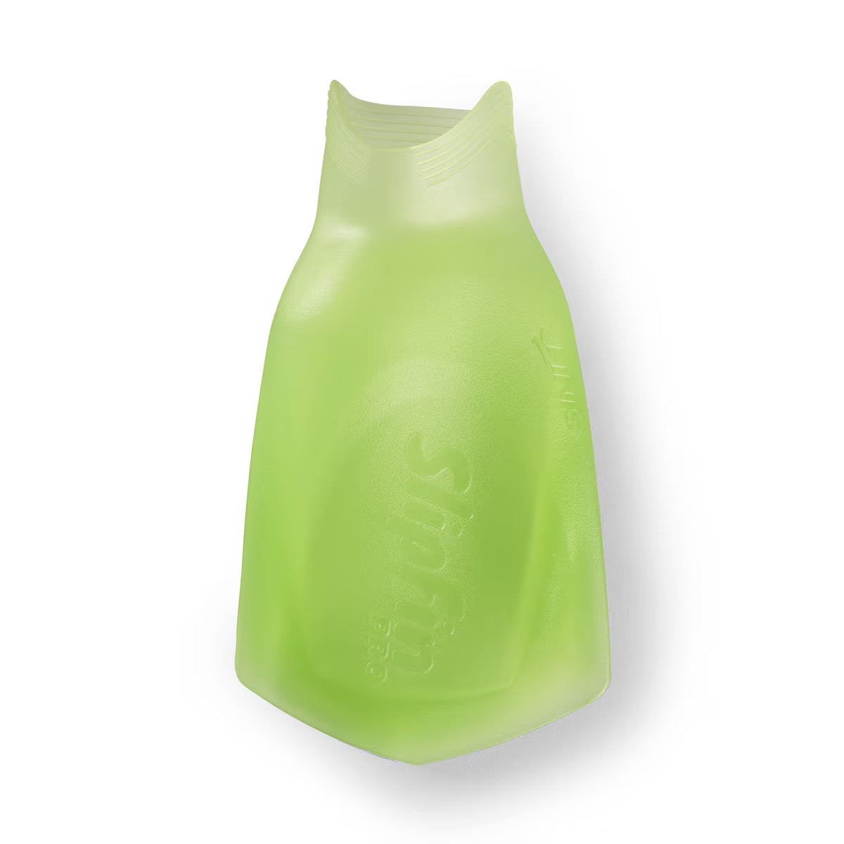 Top view of a single translucent volt green FINIS SlipFin Pro swim fin on a white background.